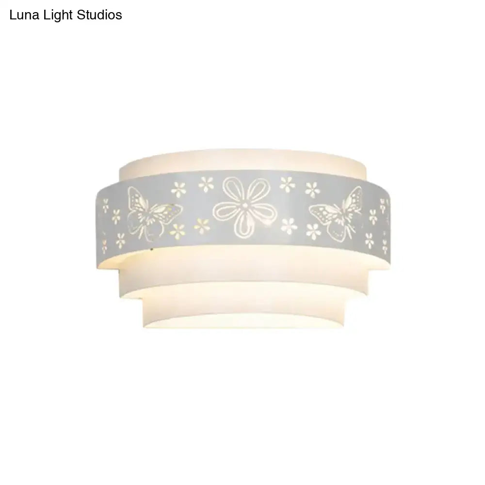 DecorBites™ Modern Metal Wall Sconce with Etched Pattern - White Light for Living Room