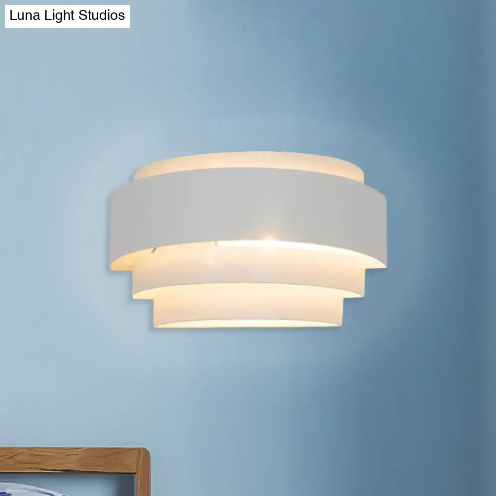 DecorBites™ Modern Metal Wall Sconce with Etched Pattern - White Light for Living Room