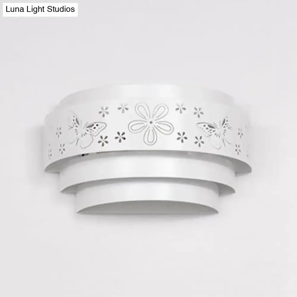 DecorBites™ Modern Metal Wall Sconce with Etched Pattern - White Light for Living Room