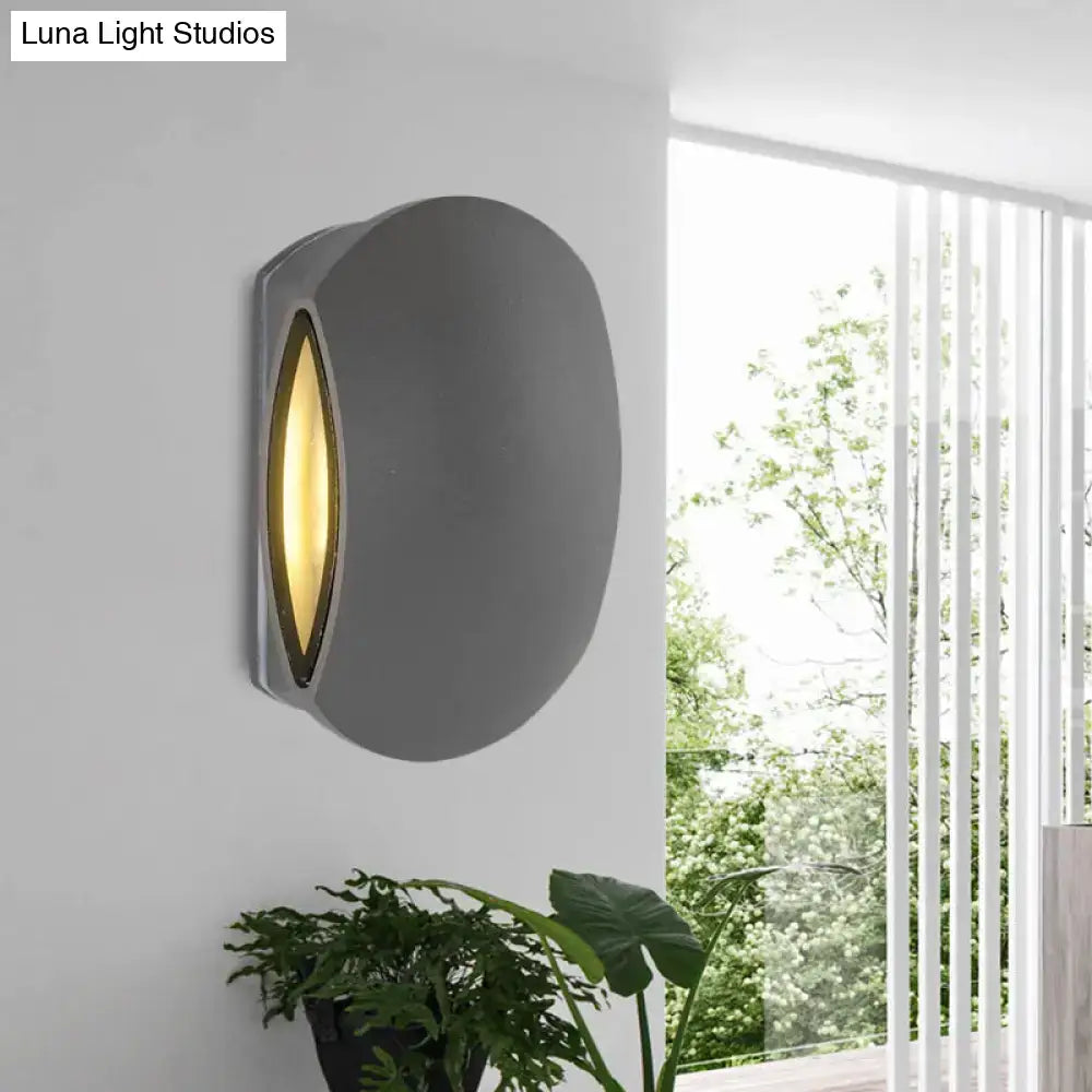 DecorBites™ Contemporary Black Outdoor Round Wall Light Sconce - Aluminum Fixture, Warm/White