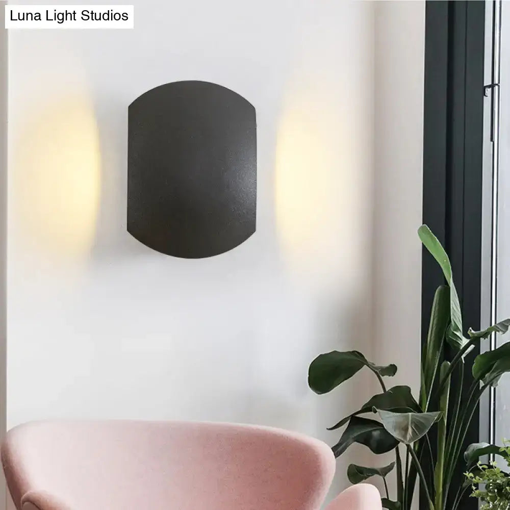 DecorBites™ Contemporary Black Outdoor Round Wall Light Sconce - Aluminum Fixture, Warm/White