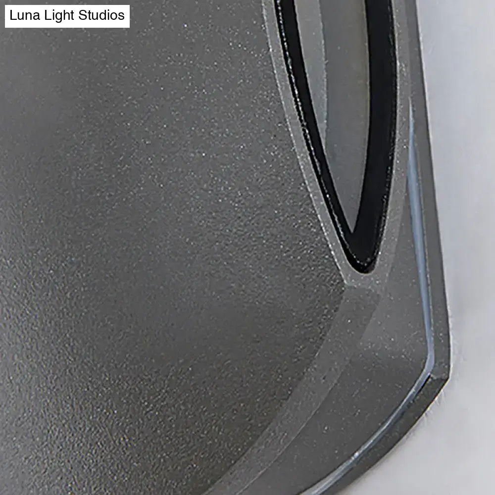 DecorBites™ Contemporary Black Outdoor Round Wall Light Sconce - Aluminum Fixture, Warm/White