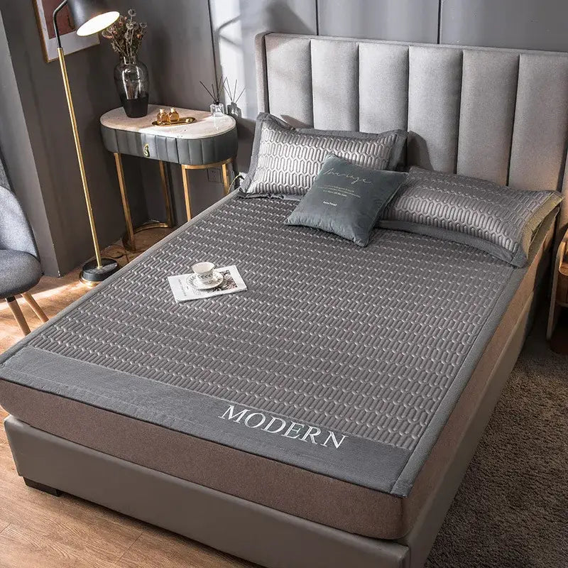 DecorBites™ Cooling Latex Bed Mat | Summer Cool Feel | Thicker & Foldable Queen Mat