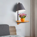 DecorBites™ Nordic Style 1-Light Metal Wall Sconce with Wooden Supporter - White/Gray Tapered Shade