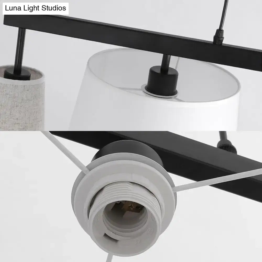 DecorBites™ Barrel Hanging Light Kit - 5-Head Fabric Island Light Fixture in Black and White