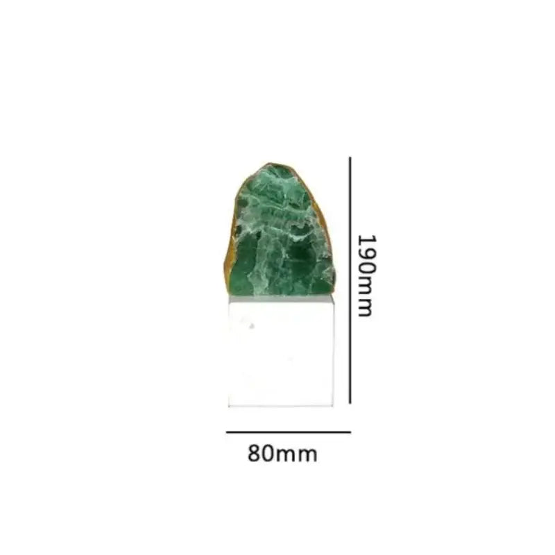 DecorBites™ Green Agate Crystal Stone Figurine on Marble Base for Home Decor