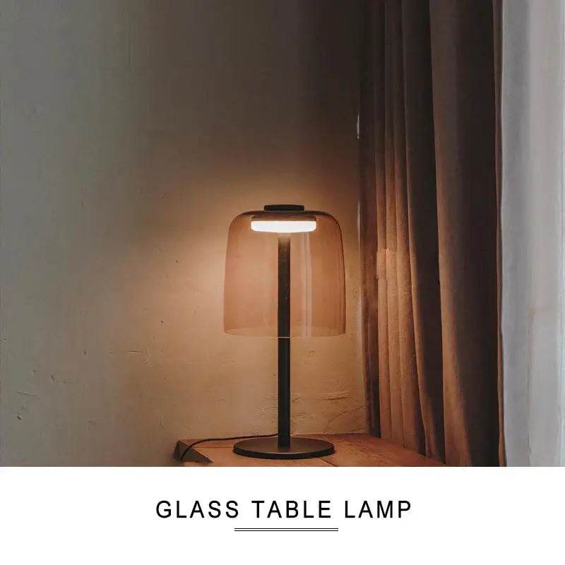 DecorBites™ Green Glass Table Lamp - Unique Handmade Decorative Desk Light with LED Bulb