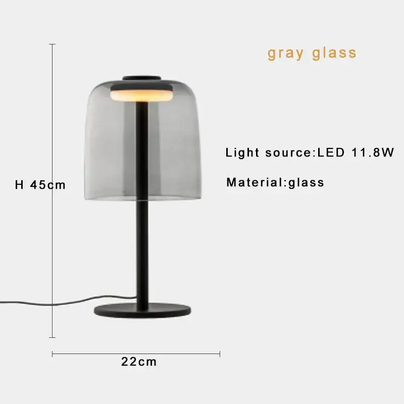 DecorBites™ Green Glass Table Lamp - Unique Handmade Decorative Desk Light with LED Bulb