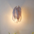 DecorBites™ Modern Furry Goose Feather Wall Lamp - Sleek Single-Bulb Sconce Light for Living Room (Grey/White)