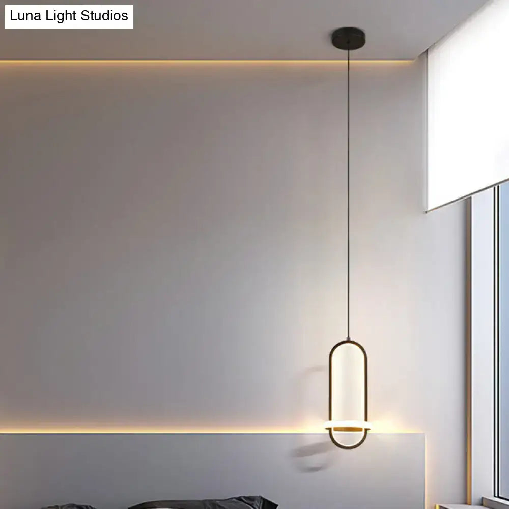 Modern halo ring bedside pendant light for bedroom
