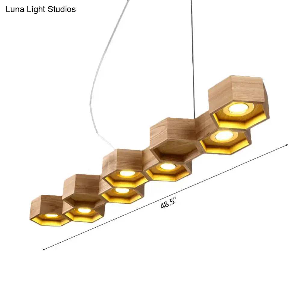DecorBites™ Modern Hexagonal Wooden Ceiling Light Fixture for Living Room - 5/7-Light Island Lighting