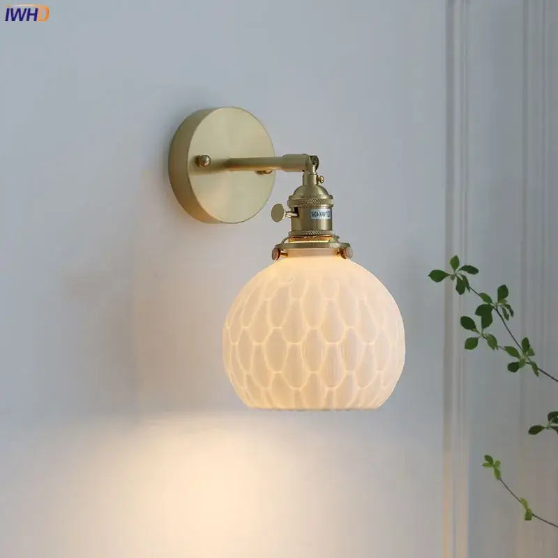 DecorBites™ Ceramic LED Wall Sconce: Modern Copper Indoor Luminaria for Bedroom, Mirror, Stairway