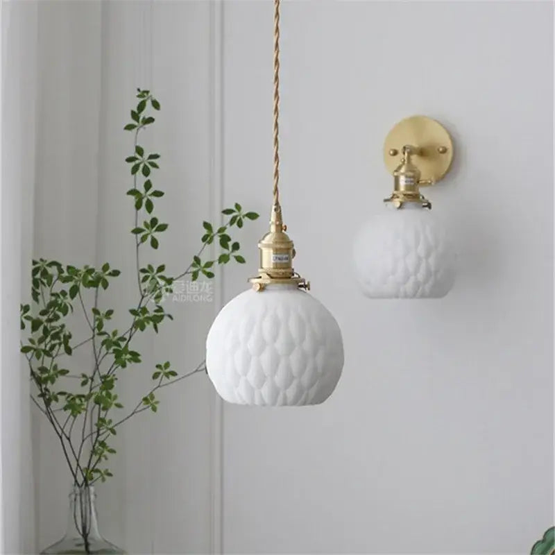 DecorBites™ Ceramic LED Wall Sconce: Modern Copper Indoor Luminaria for Bedroom, Mirror, Stairway
