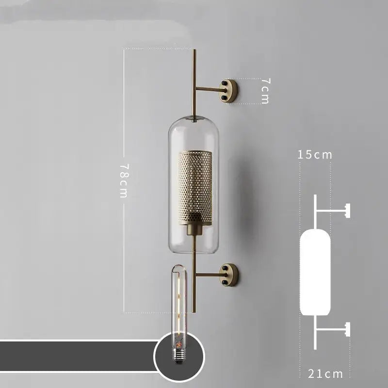 Modern industrial chrome glass wall lights living room sconces