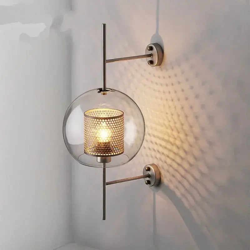 Modern industrial chrome glass wall lights living room sconces