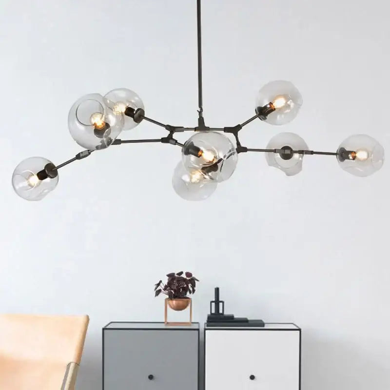 Modern industrial globe glass chandelier dining room black light