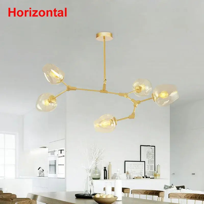 Modern industrial globe glass chandelier dining room black light