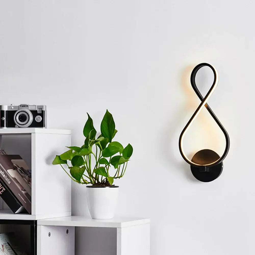 Modern infinity black led wall light – living room sconce