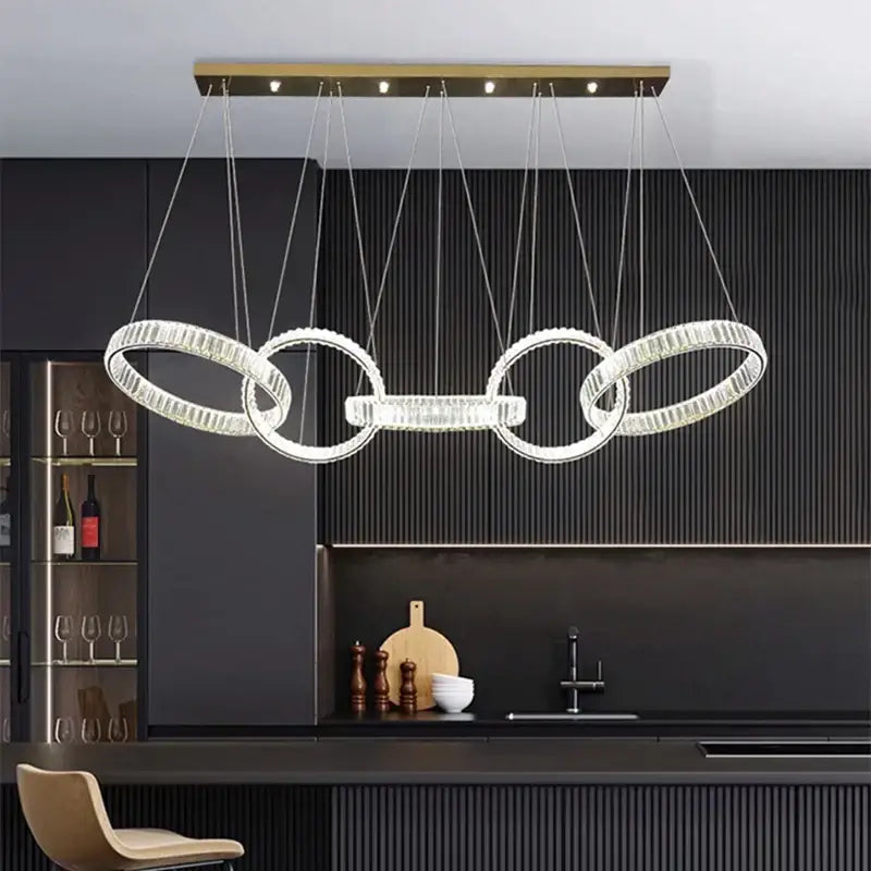 Modern interlocking crystal chandelier pendant light dining room