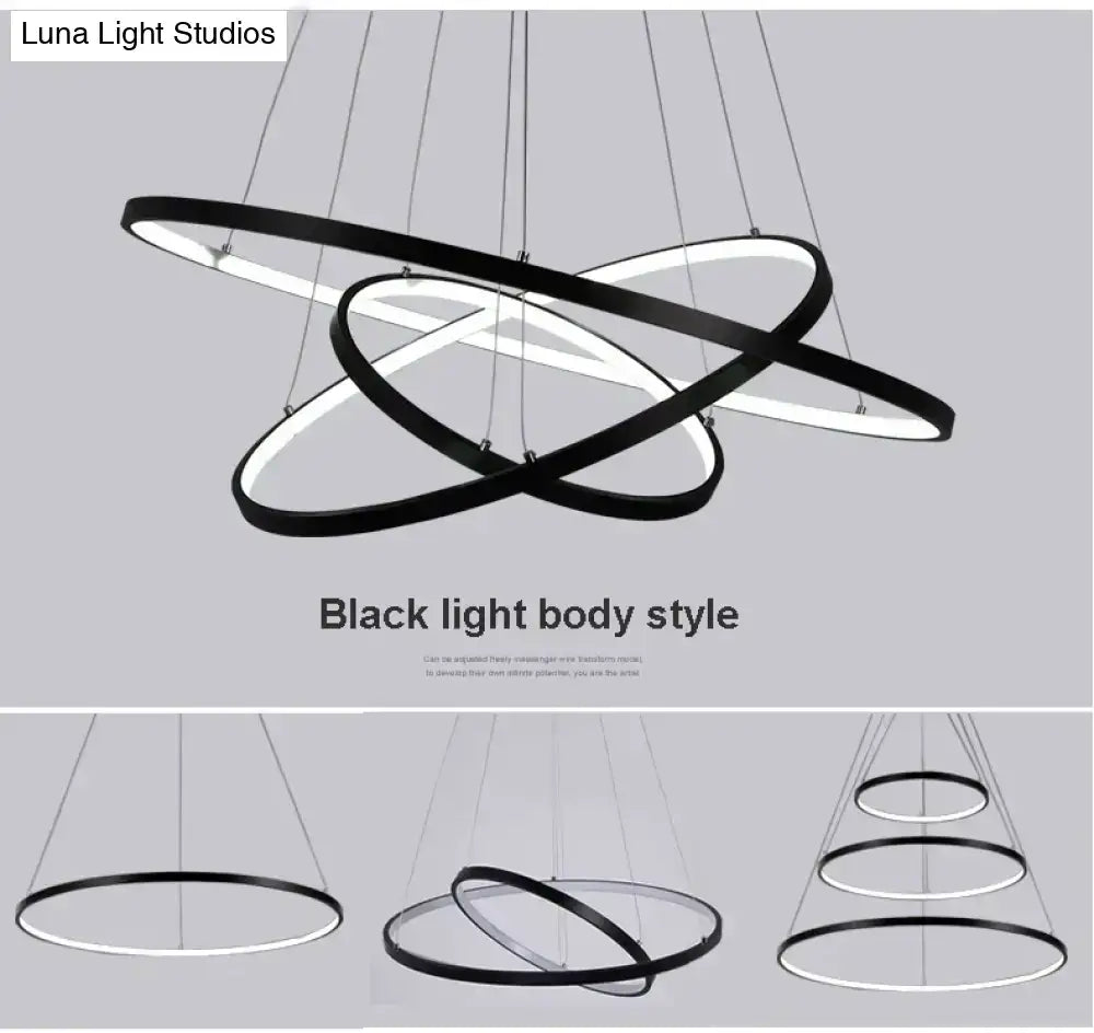 Modern interlocking ring led pendant lights for dining room