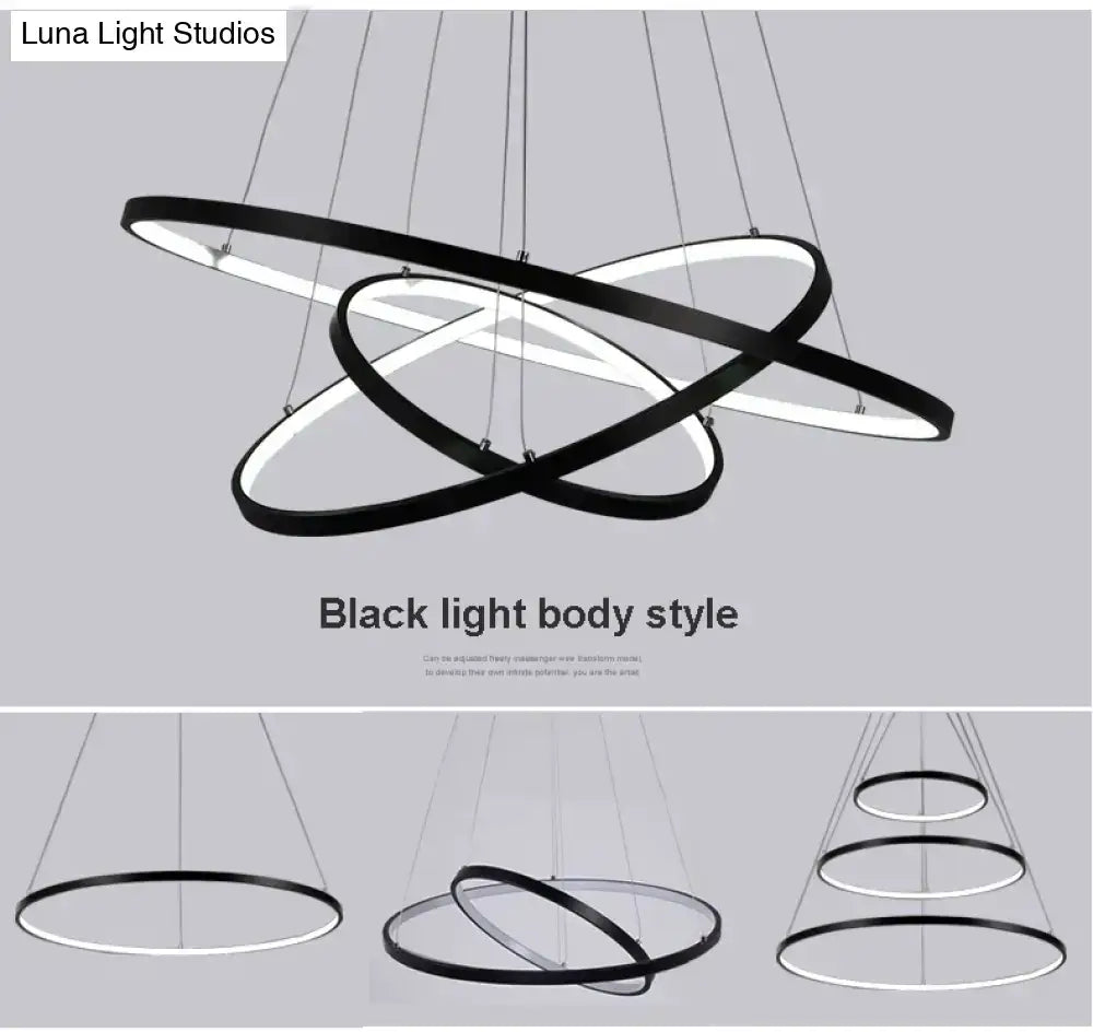 Modern interlocking ring led pendant lights for dining room
