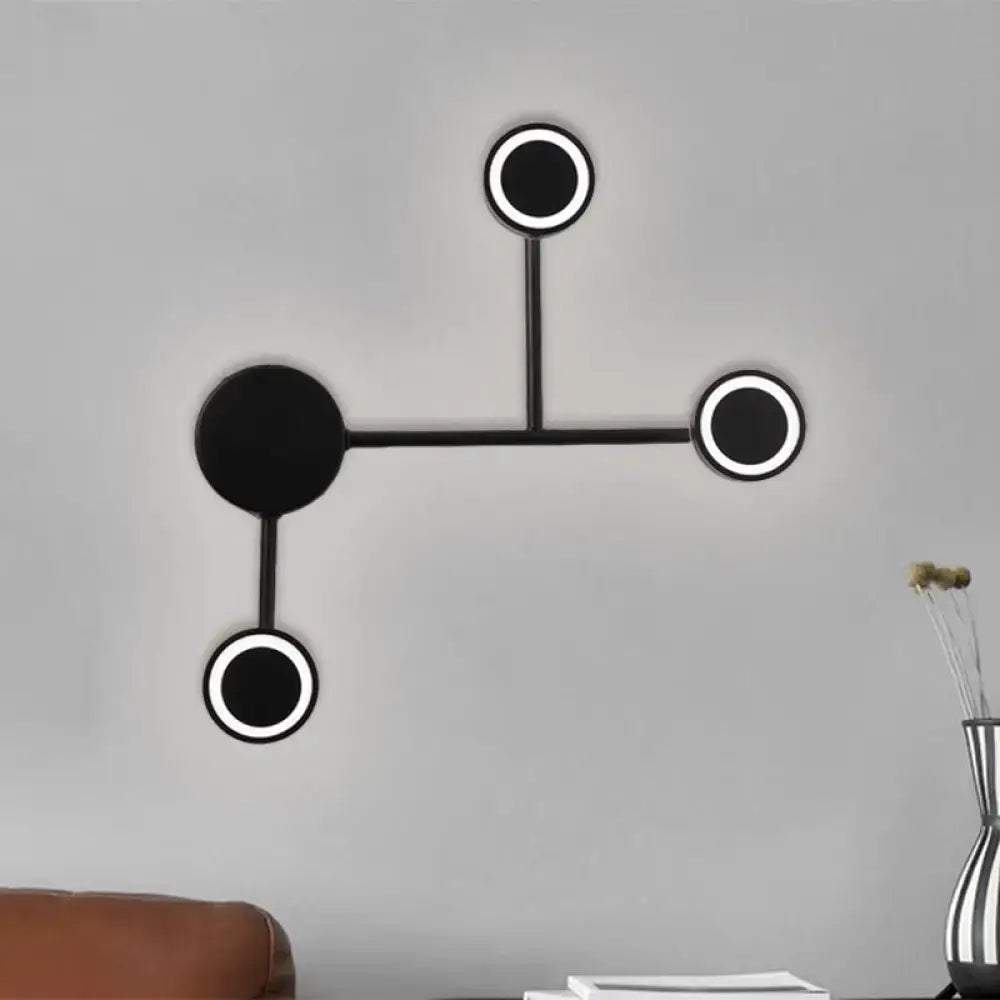 Modern led black wall sconce coat rack bedroom warm white hook