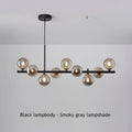 Modern black & gold head ring chandelier dining room amber glass globes