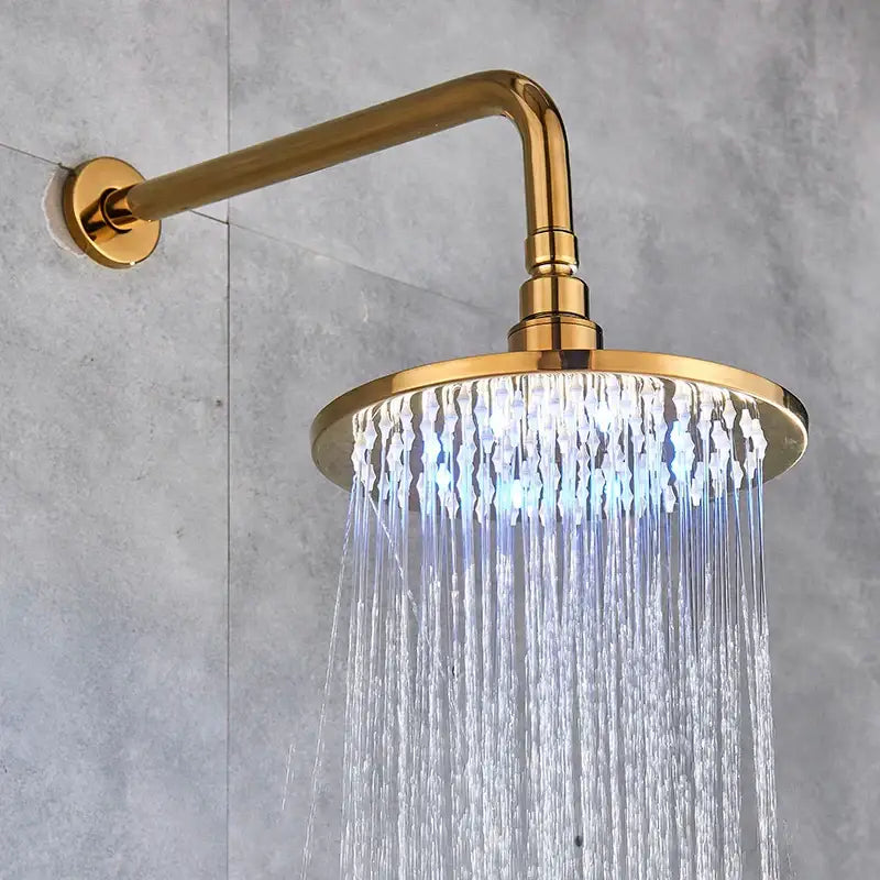 Modern led round gold shower head bathroom crystal droplet design