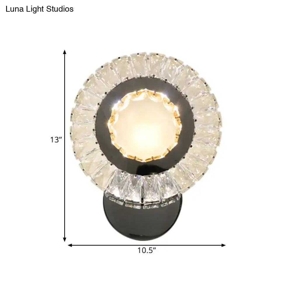DecorBites™ Contemporary LED Wall Mount Lamp with Clear Rectangular-Cut Crystals for Sleeping Room