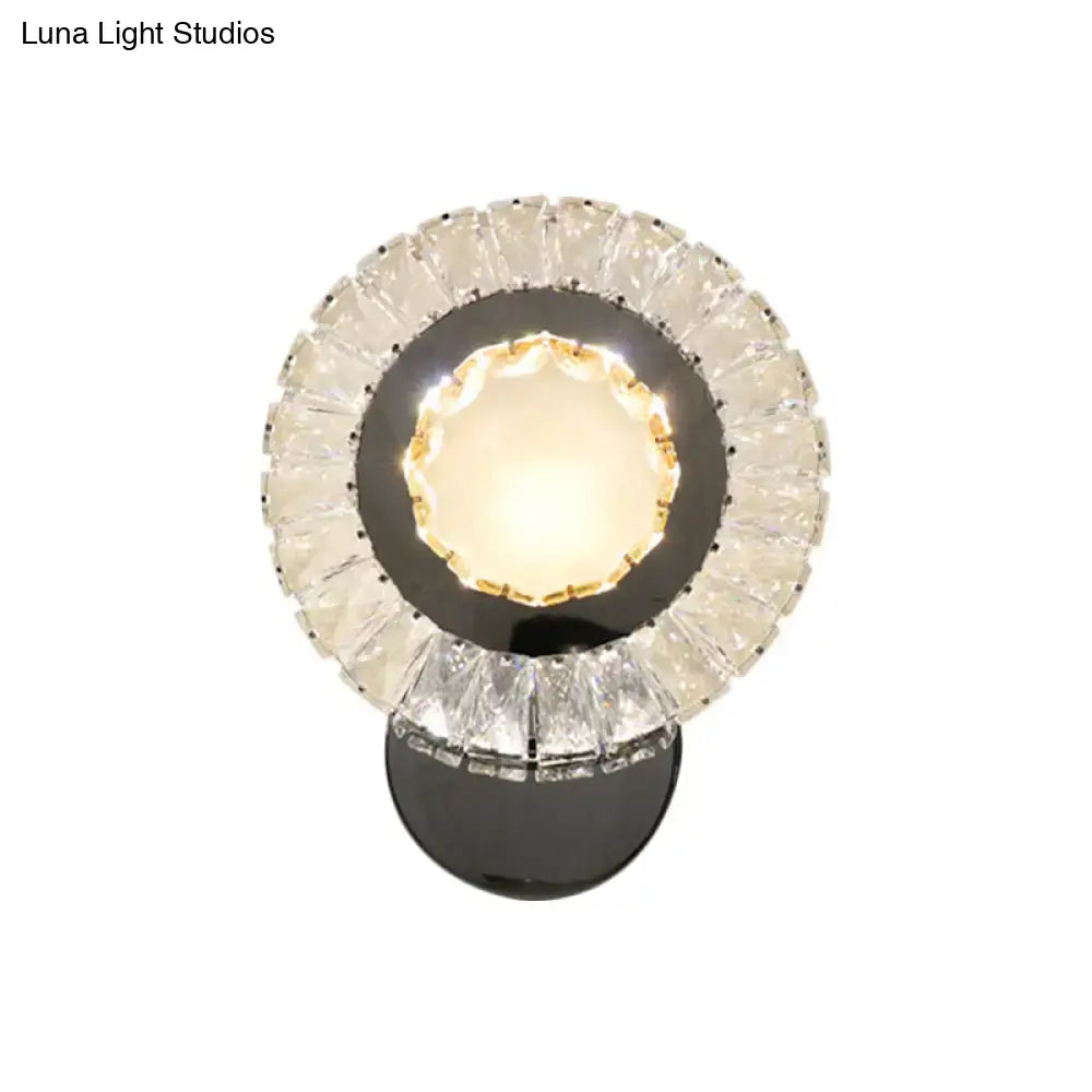 DecorBites™ Contemporary LED Wall Mount Lamp with Clear Rectangular-Cut Crystals for Sleeping Room