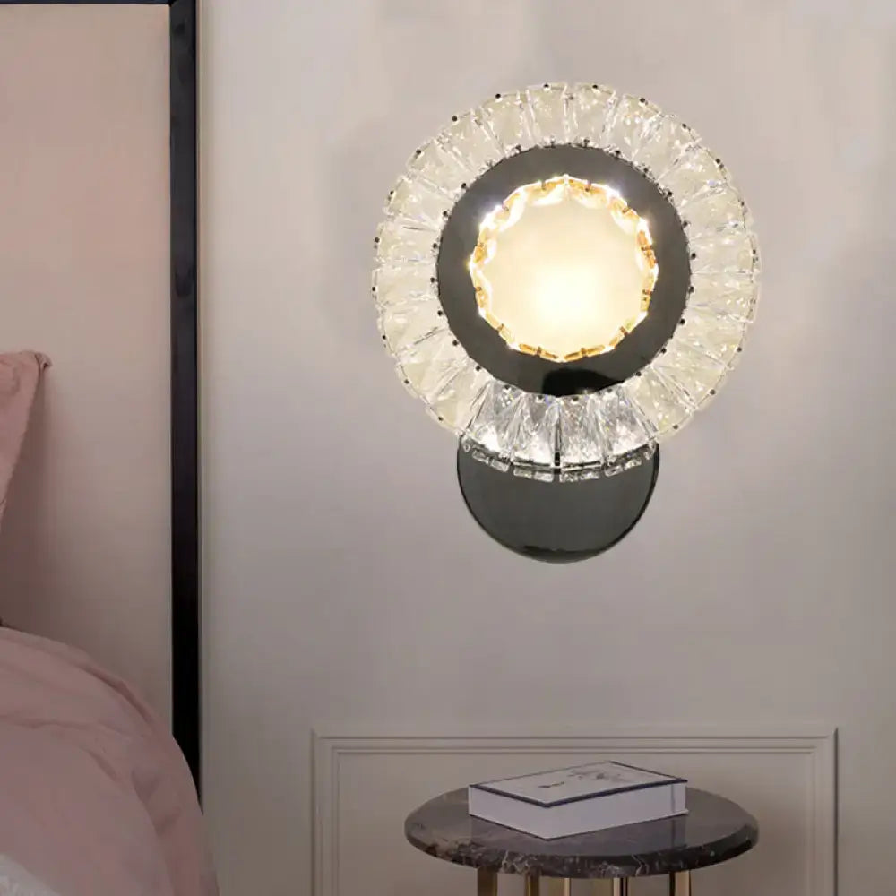 DecorBites™ Contemporary LED Wall Mount Lamp with Clear Rectangular-Cut Crystals for Sleeping Room