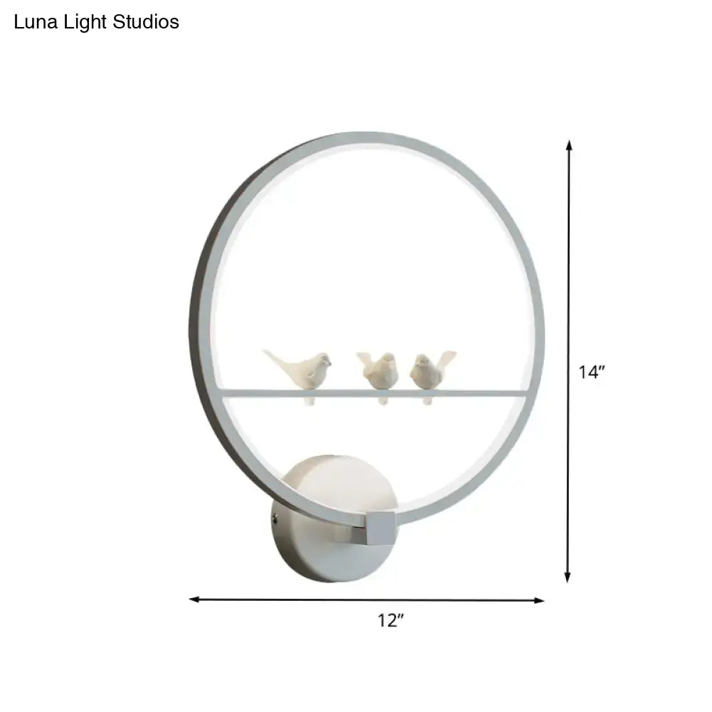 Modern led white bird circle wall lamp for bedroom