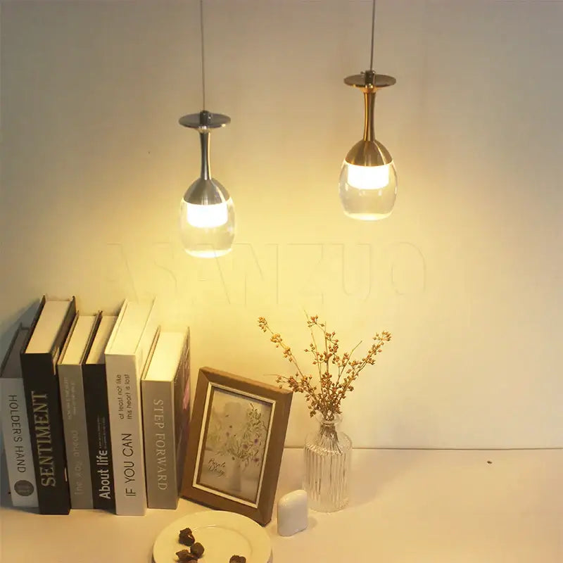 DecorBites™ LED Wine Glass Pendant Lights for Restaurant, Bar, and Dining Room