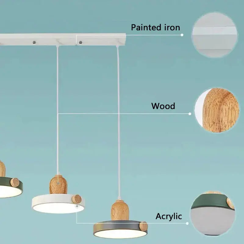 DecorBites™ LED Wood Iron Pendant Light for Study, Bedside - Nordic Modern Design