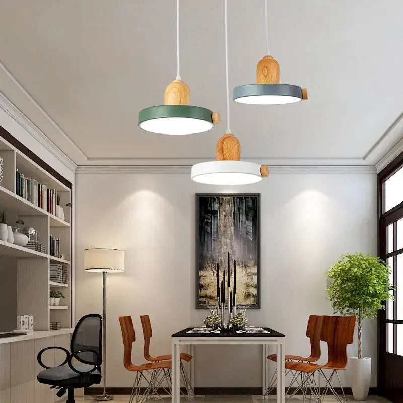 DecorBites™ LED Wood Iron Pendant Light for Study, Bedside - Nordic Modern Design