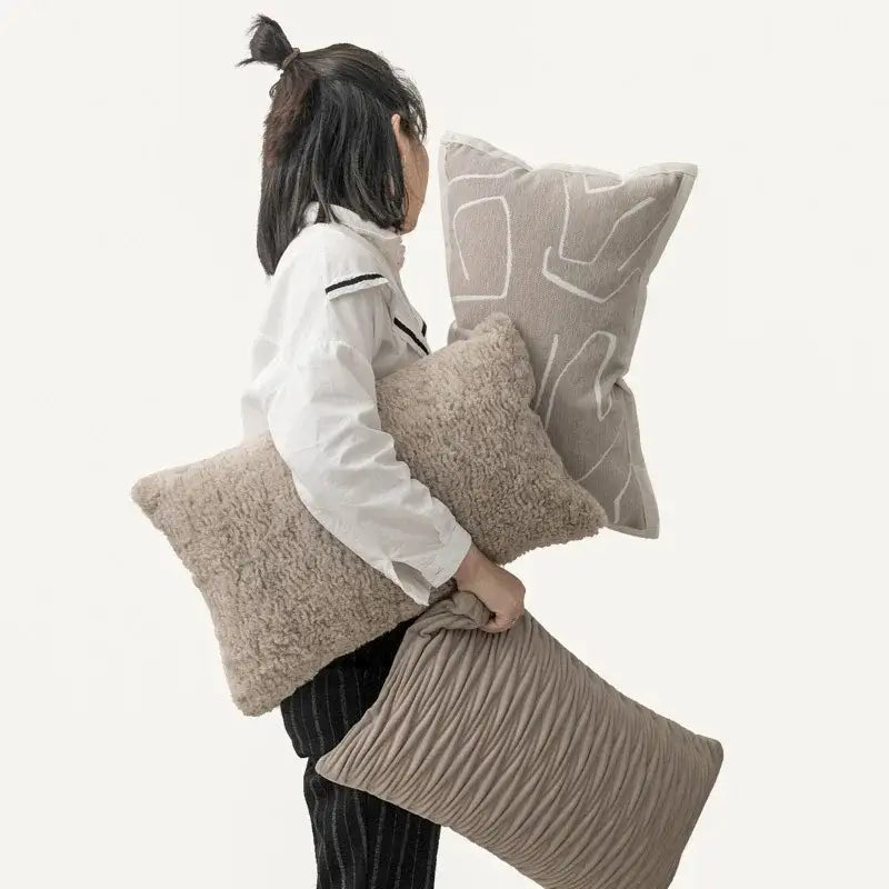 Modern light grey coffee texture cushion covers living room decor