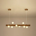 Modern linear brown wood island pendant – kitchen dining room light