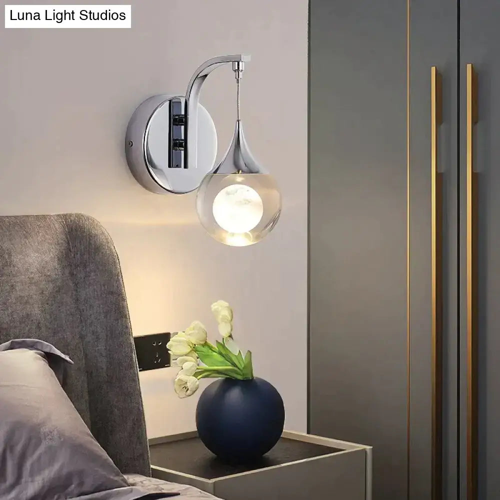 Modern luxurious crystal led wall sconce gold curved lamp for bedroom