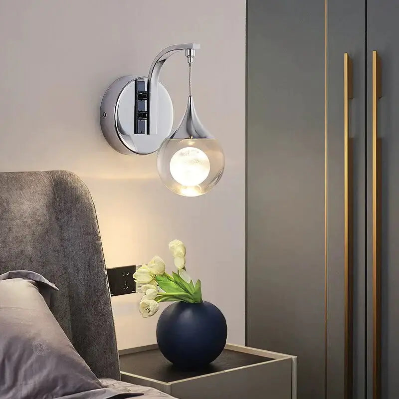 Modern luxurious crystal led wall sconce gold curved lamp for bedroom