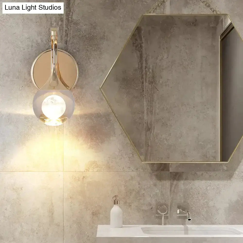 Modern luxurious crystal led wall sconce gold curved lamp for bedroom