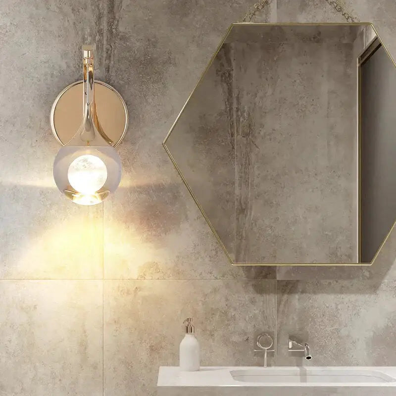 Modern luxurious crystal led wall sconce gold curved lamp for bedroom