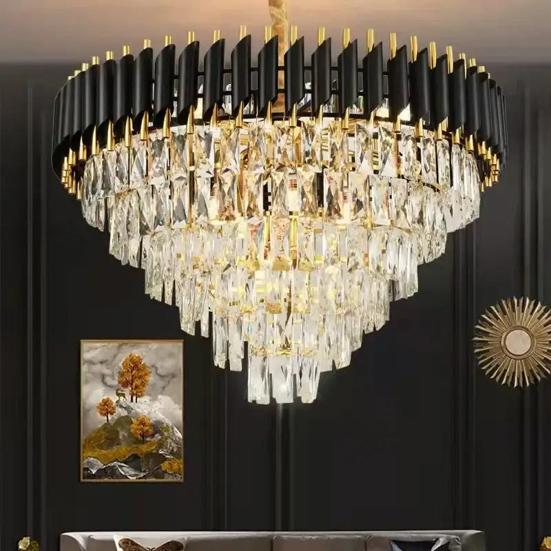 Modern luxury gold & white crystal chandelier living room light