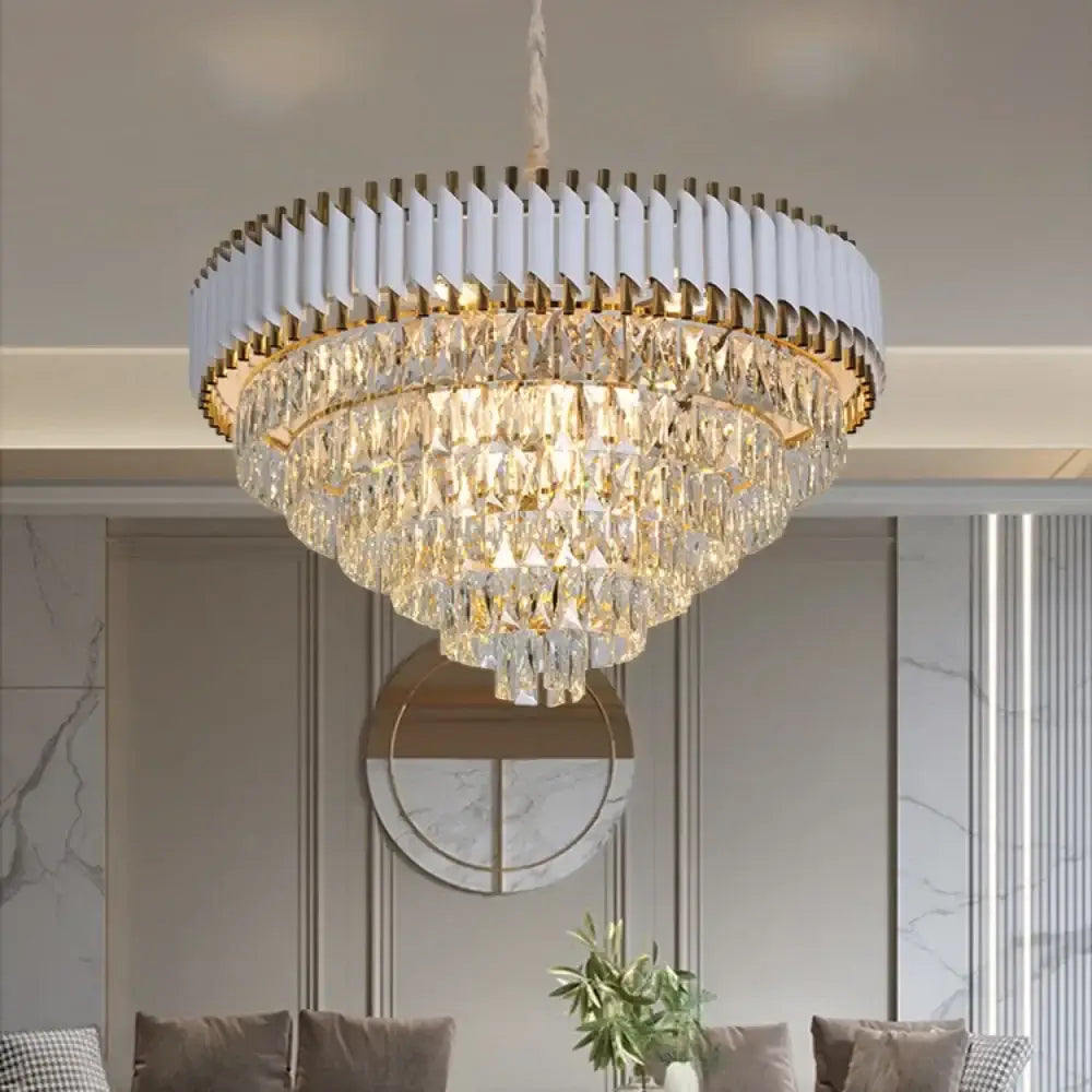 Modern luxury gold & white crystal chandelier living room light