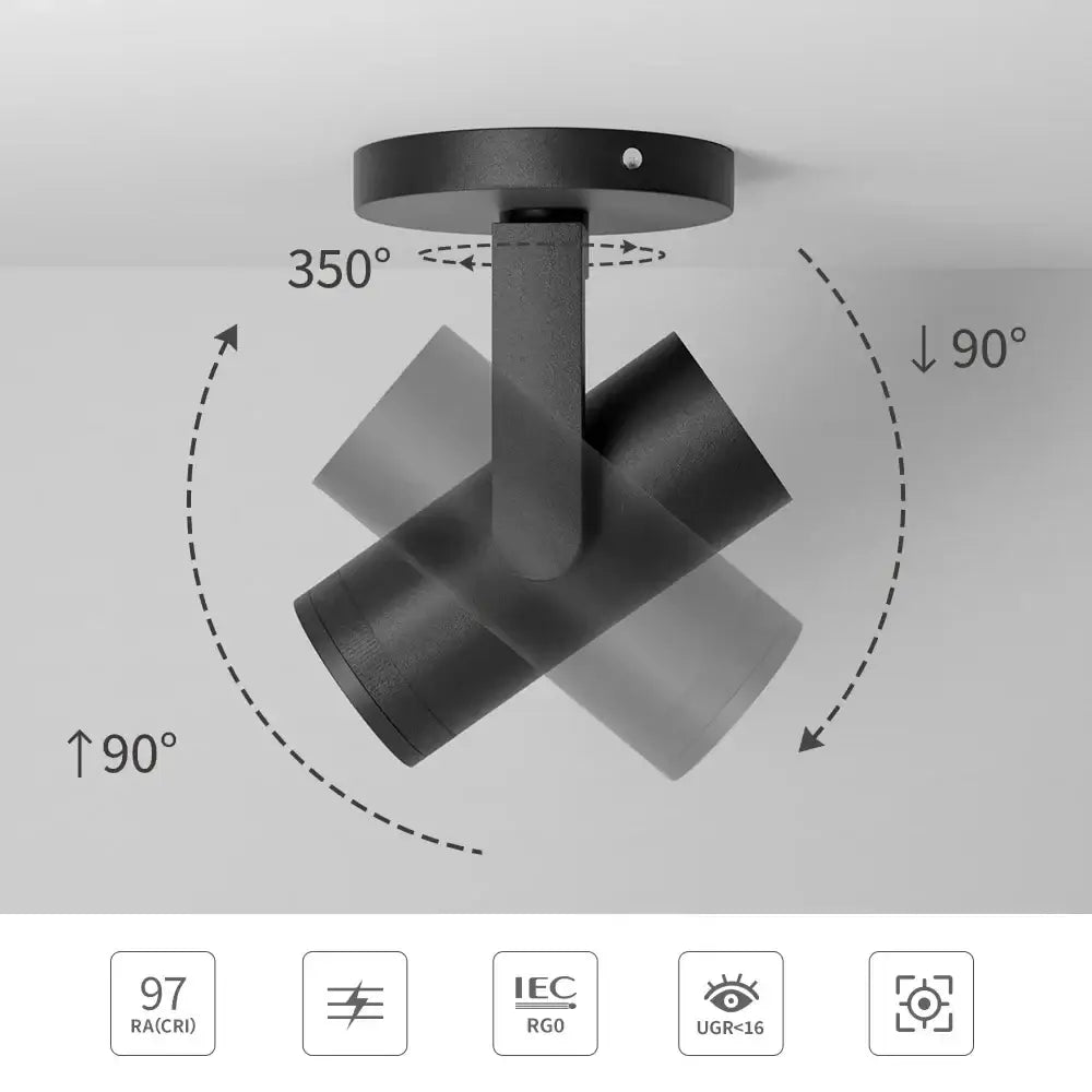 Modern matte black 12w dimmable led ceiling spotlight living room
