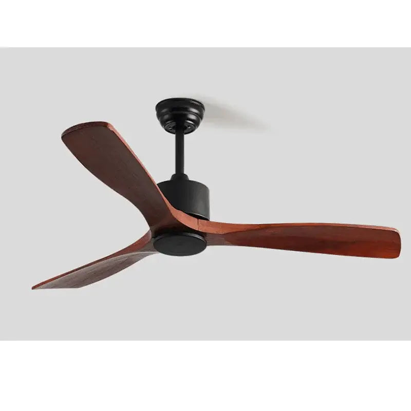 Modern matte black and dark brown wooden ceiling fan living room