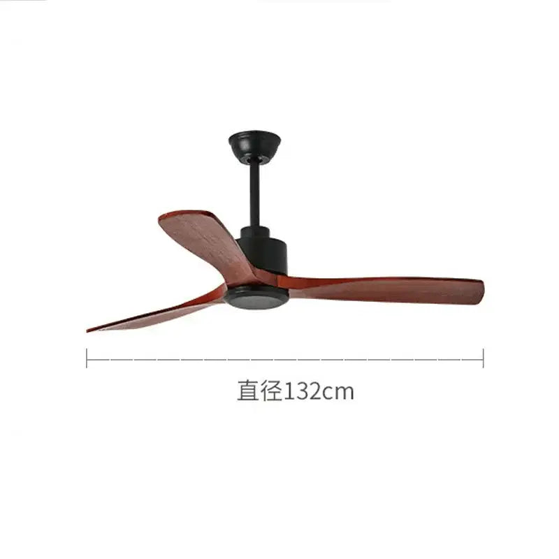 Modern matte black and dark brown wooden ceiling fan living room
