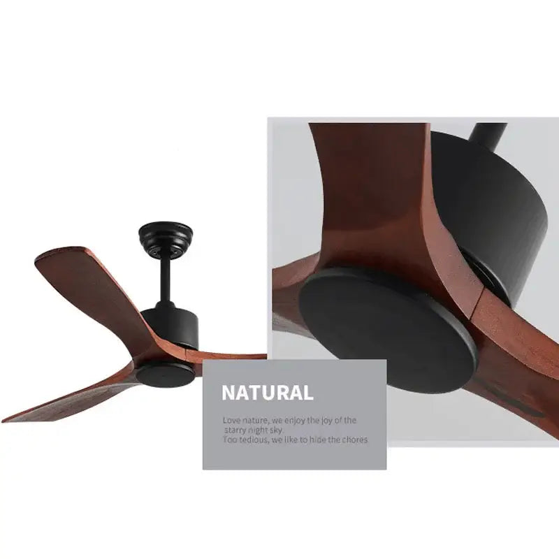 Modern matte black and dark brown wooden ceiling fan living room