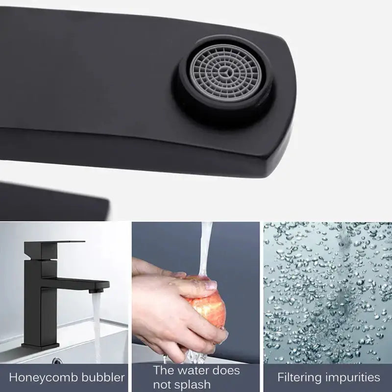 DecorBites™ Black Basin Faucet Single Handle Hot Cold Water Mixer for Bathroom Sink