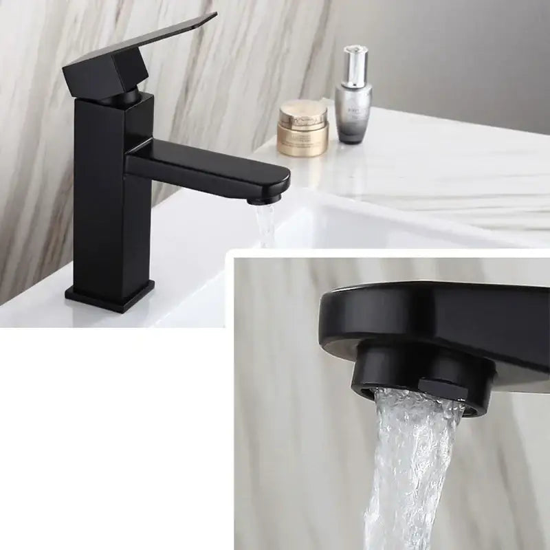 DecorBites™ Black Basin Faucet Single Handle Hot Cold Water Mixer for Bathroom Sink