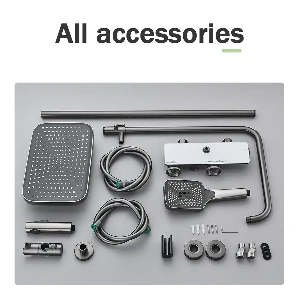 DecorBites™ Grey Thermostatic Digital Shower Faucet Set with Rainfall System
